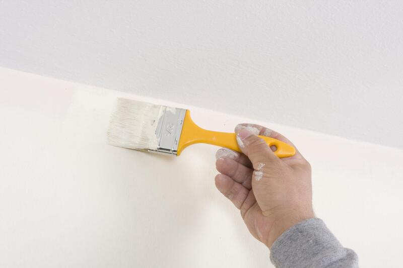 professional painter working at wall painting